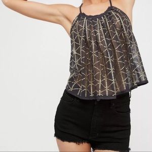 Free people Atlantis mesh metallic tank